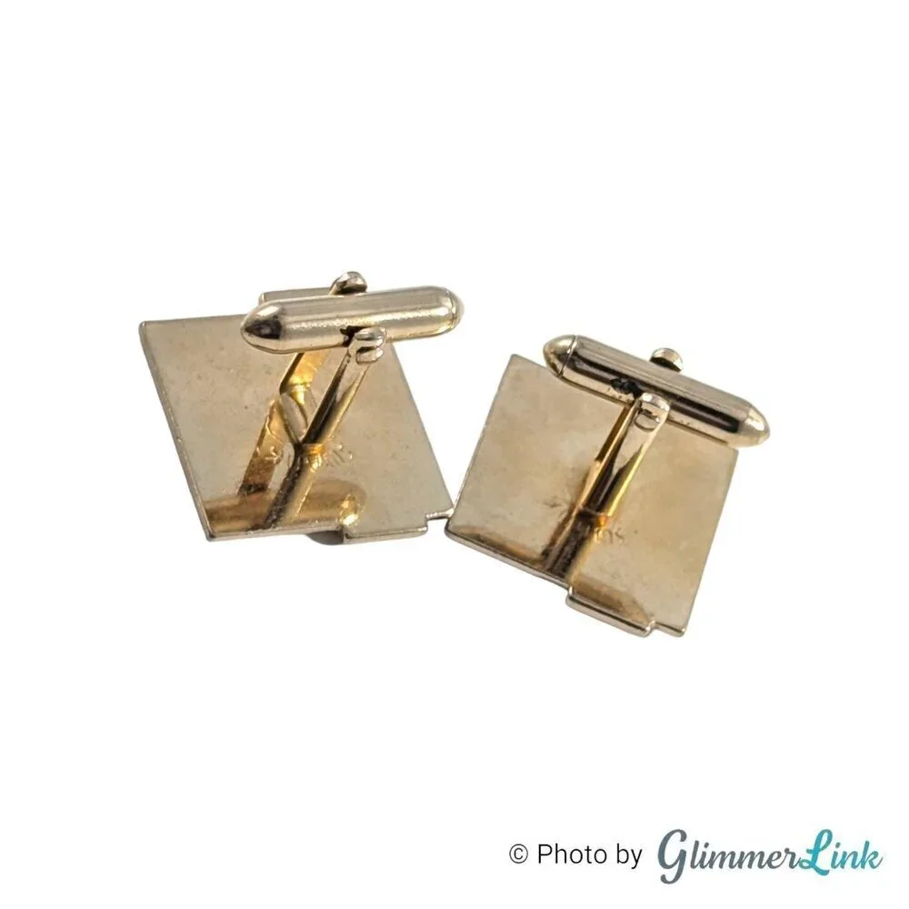 Vintage Swank Chevron Square Gold Tone Cufflinks